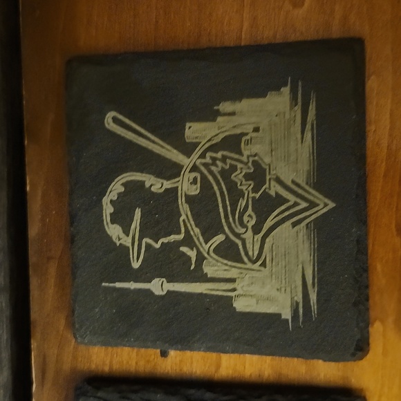 Coasters, Black Slate set of 4 Blue Jays Baseball Themed - Picture 3 of 5